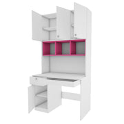 Fusion Study Table with O/H Storage | Frosty White and Pink