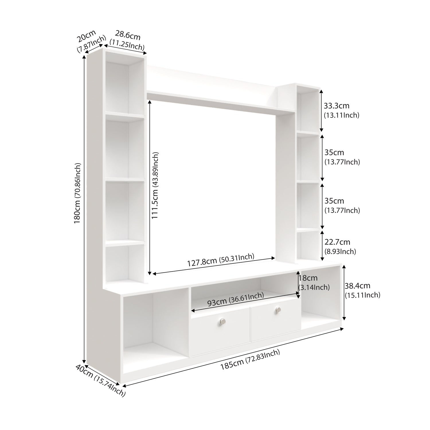Florence TV Unit | 55 Inch TV | Frosty White