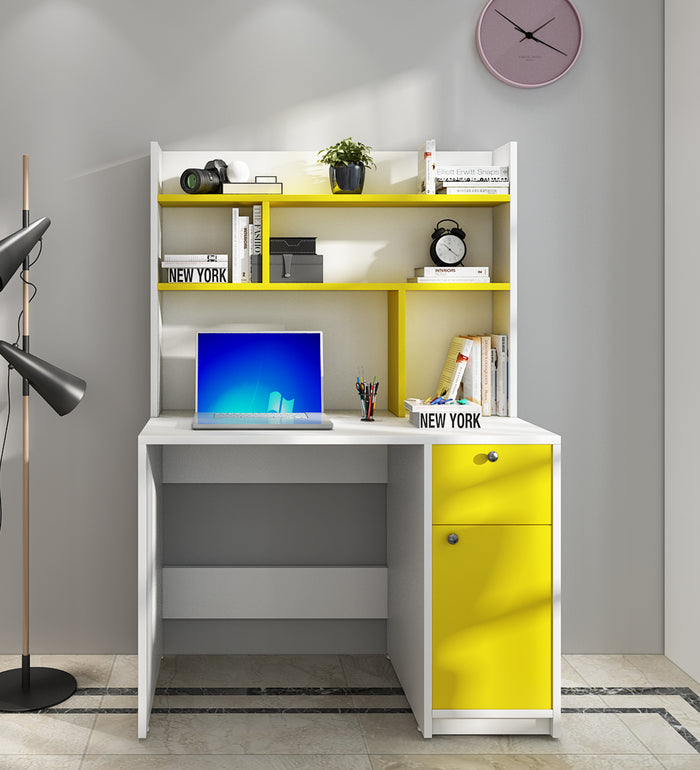 Neruda Study Table | Frosty White and Yellow