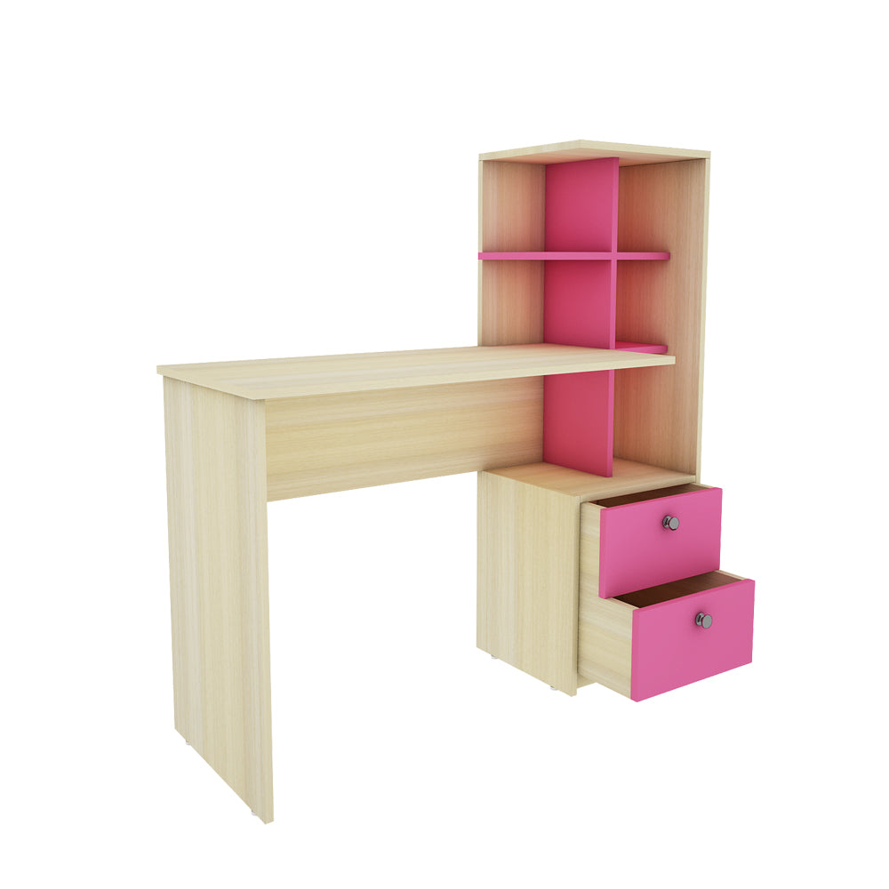 Eliot Study Table | Beige Teak and Pink