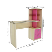 Eliot Study Table | Beige Teak and Pink