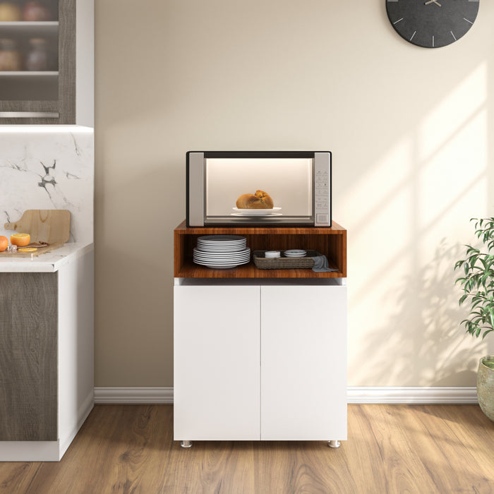 Microwave Unit | Small | Frosty White and Walnut