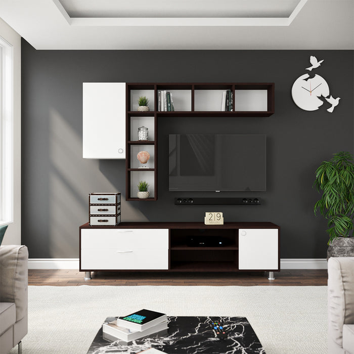 Basil TV Unit | 50 Inch TV | Wenge and Frosty White