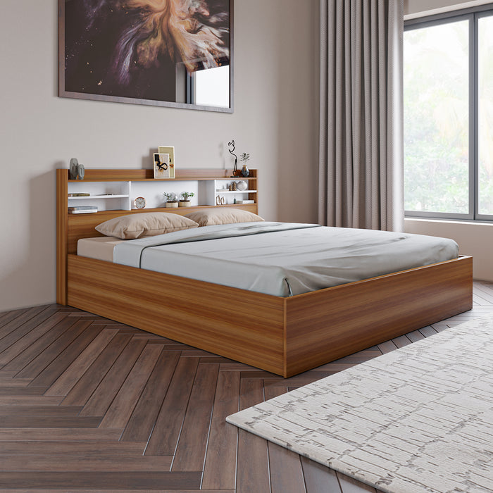 Zencozy King Bed - Walnut & White