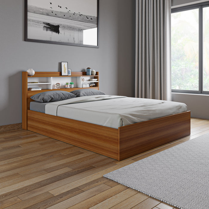 Zencozy Queen Bed - Walnut & White