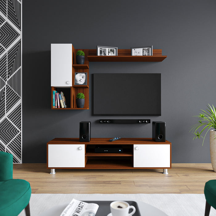 Cosmo TV Unit | 43 Inch TV | Walnut and Frosty White