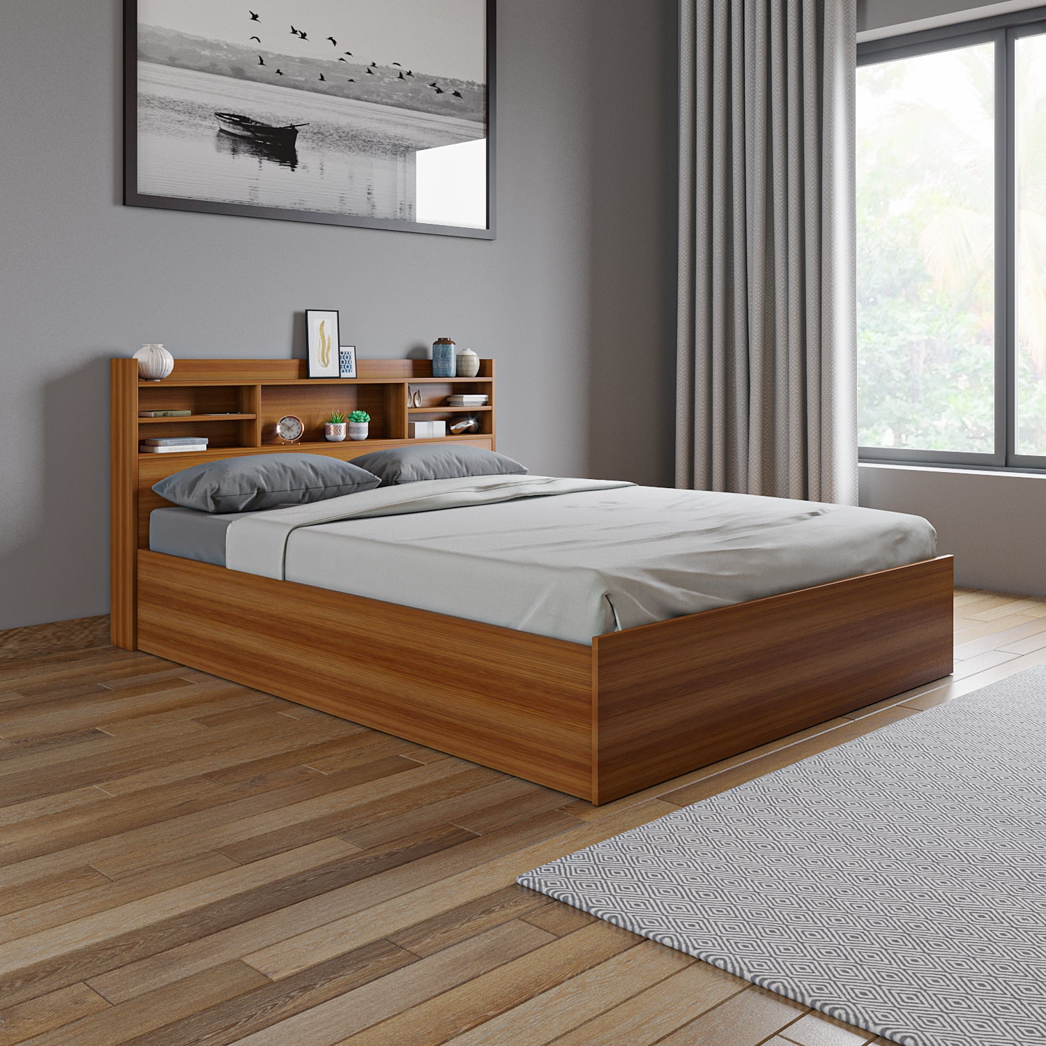 Zencozy Queen Bed - Walnut