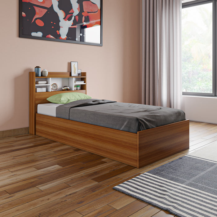 Zencozy Single Bed - Walnut & Frosty White