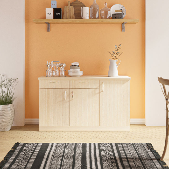 Oberon Side Crockery Unit | Beige Teak