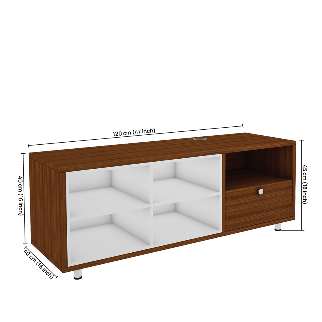 Pearl TV Unit | 50 Inch TV | Walnut and Frosty White