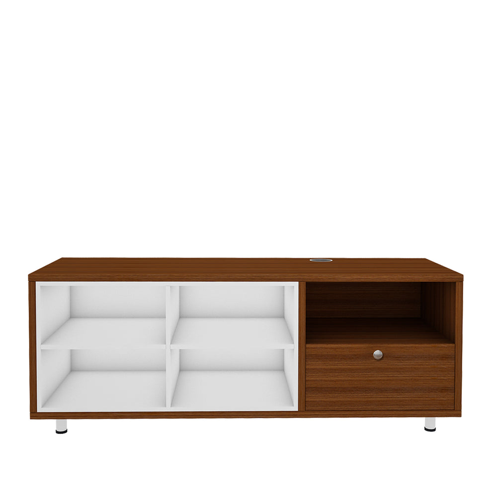 Pearl TV Unit | 50 Inch TV | Walnut and Frosty White