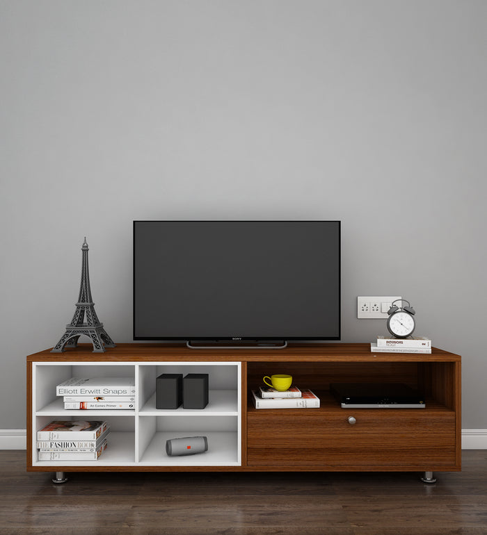 Imperial TV Unit | 65 Inch TV | Walnut and Frosty White