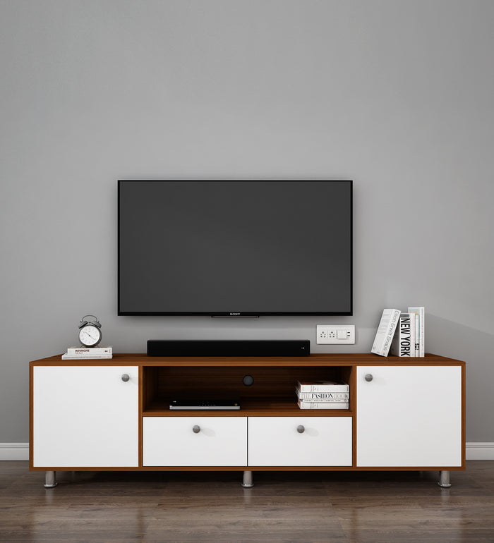 Imperial TV Unit | 70 Inch TV | Walnut and Frosty White