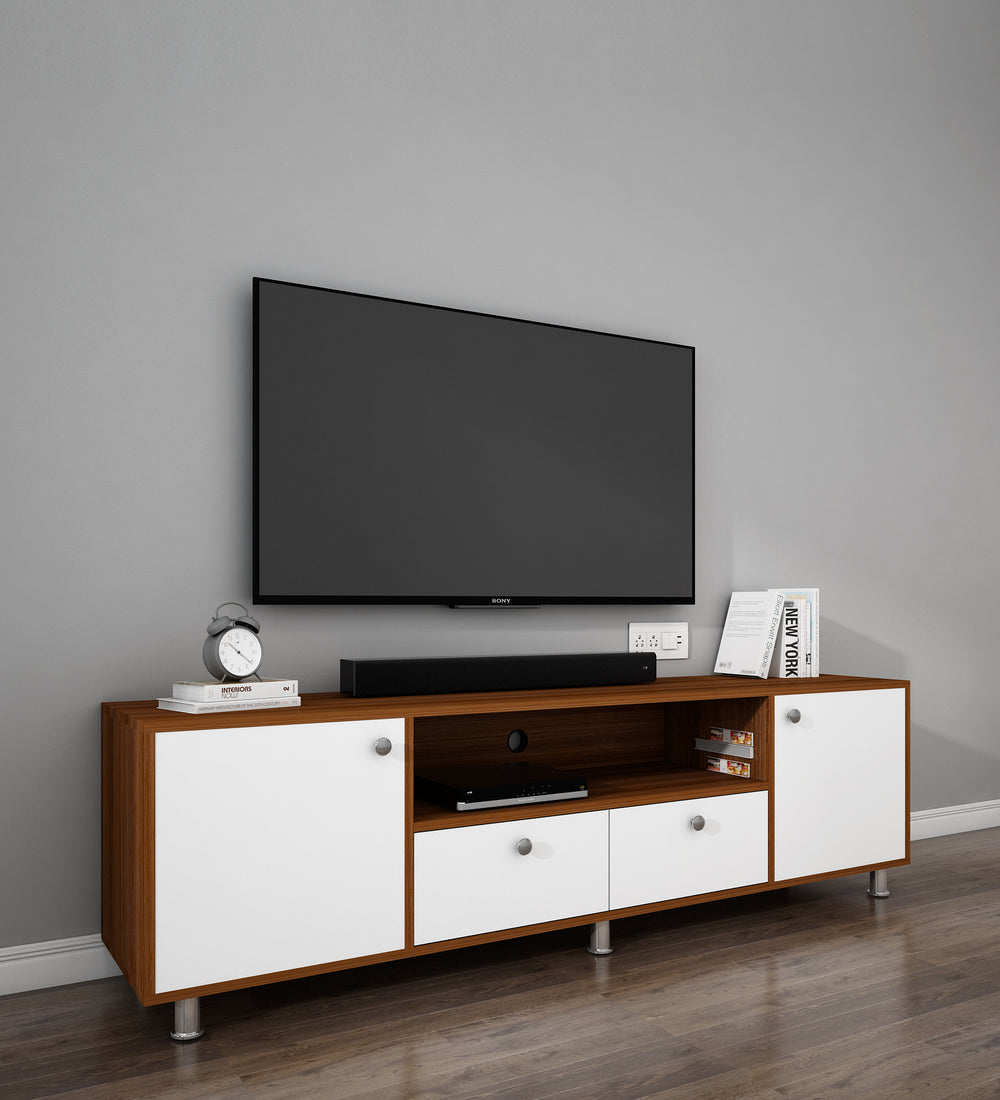 Imperial TV Unit | 70 Inch TV | Walnut and Frosty White