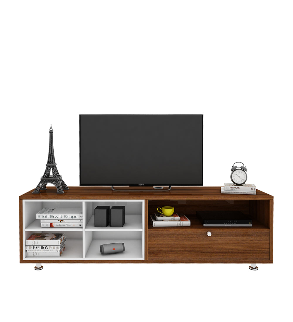 Imperial TV Unit | 65 Inch TV | Walnut and Frosty White