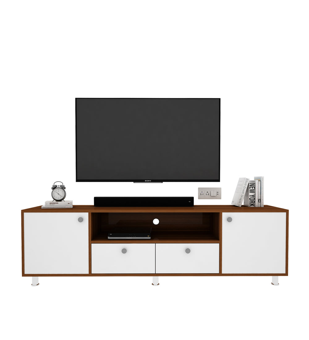 Imperial TV Unit | 70 Inch TV | Walnut and Frosty White