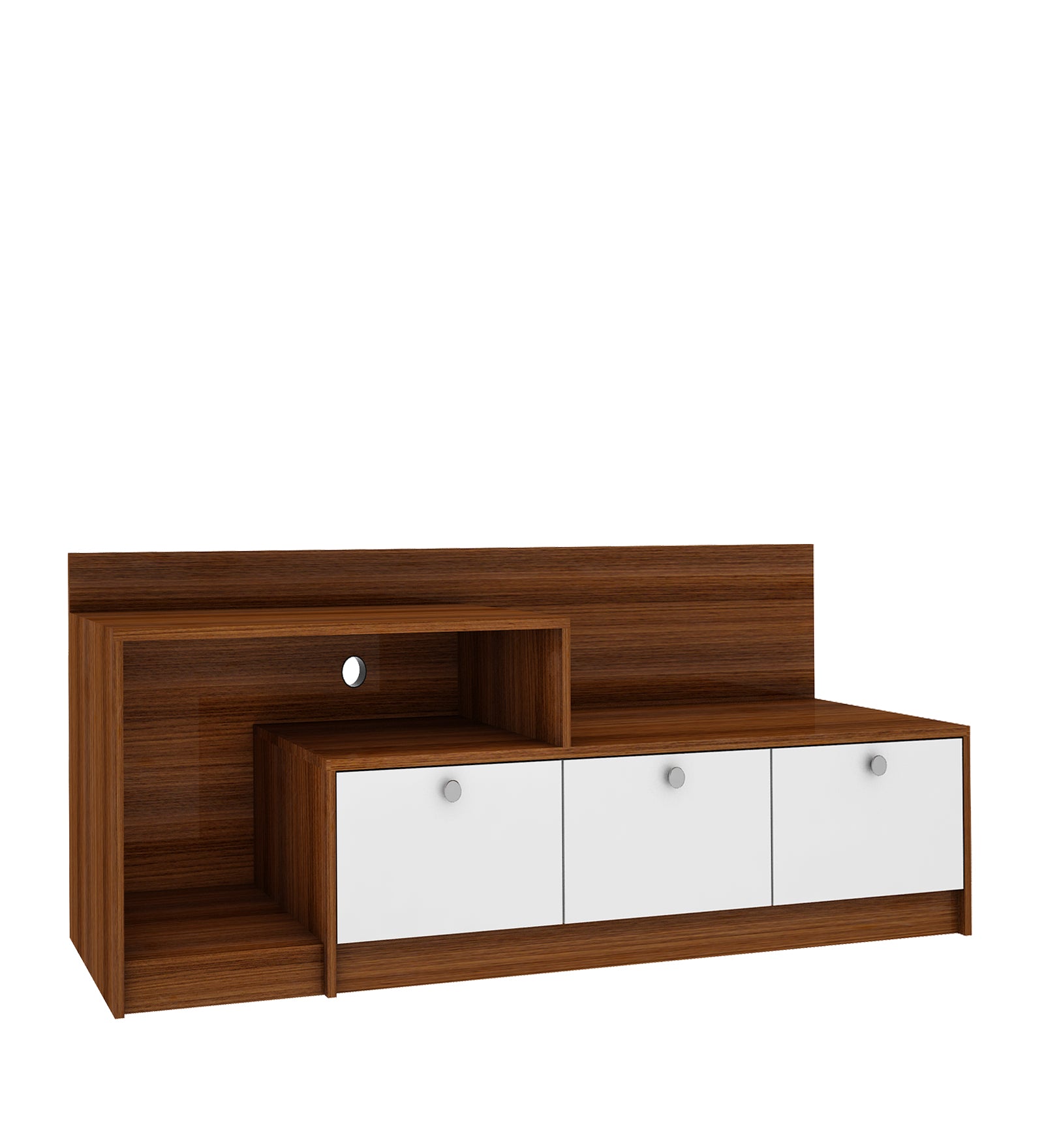 Vector TV Unit | 80 Inch TV | Frosty White and Walnut