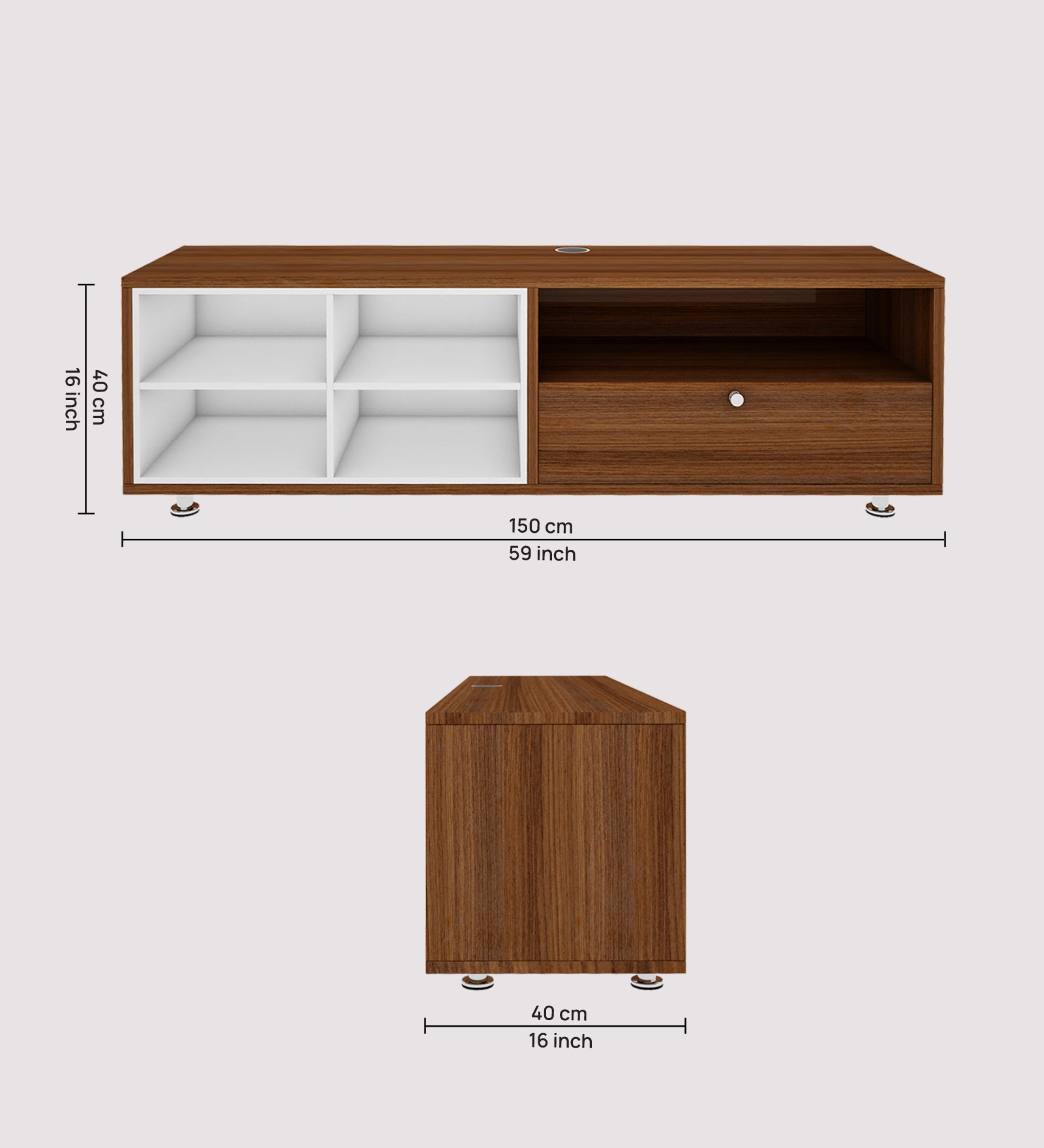 Imperial TV Unit | 65 Inch TV | Walnut and Frosty White