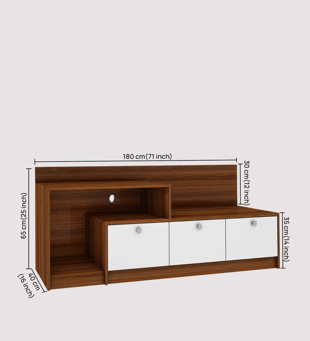 Vector TV Unit | 80 Inch TV | Frosty White and Walnut