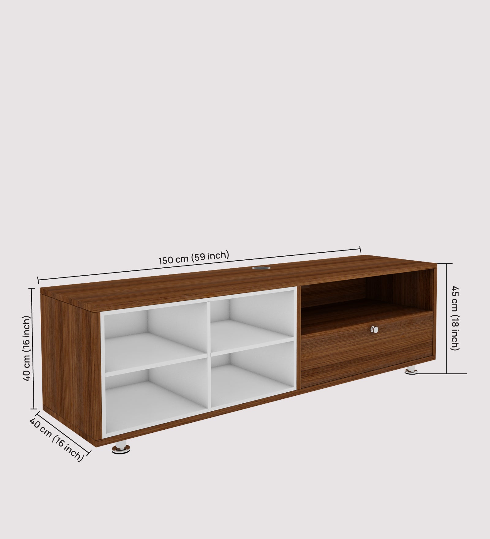Imperial TV Unit | 65 Inch TV | Walnut and Frosty White