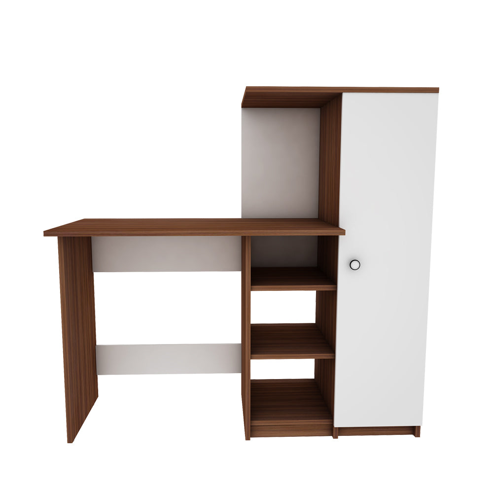 Marvel Home Office Table | Walnut and Frosty White