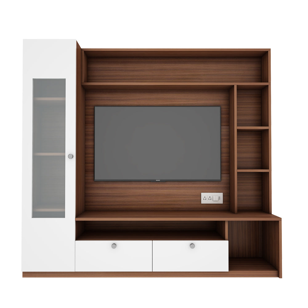Casper  TV Unit | Walnut and Frosty White |  55 inches TV