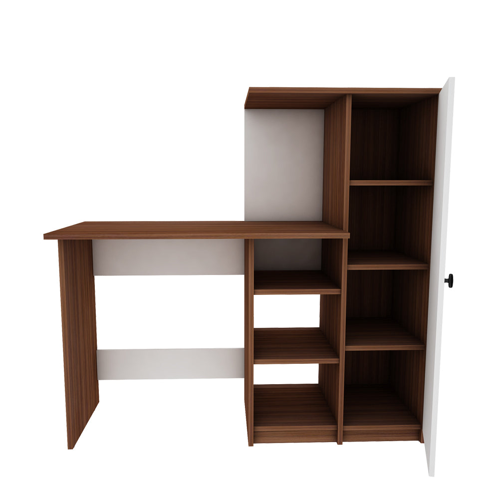 Marvel Home Office Table | Walnut and Frosty White