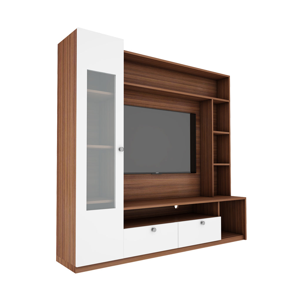 Casper  TV Unit | Walnut and Frosty White |  55 inches TV