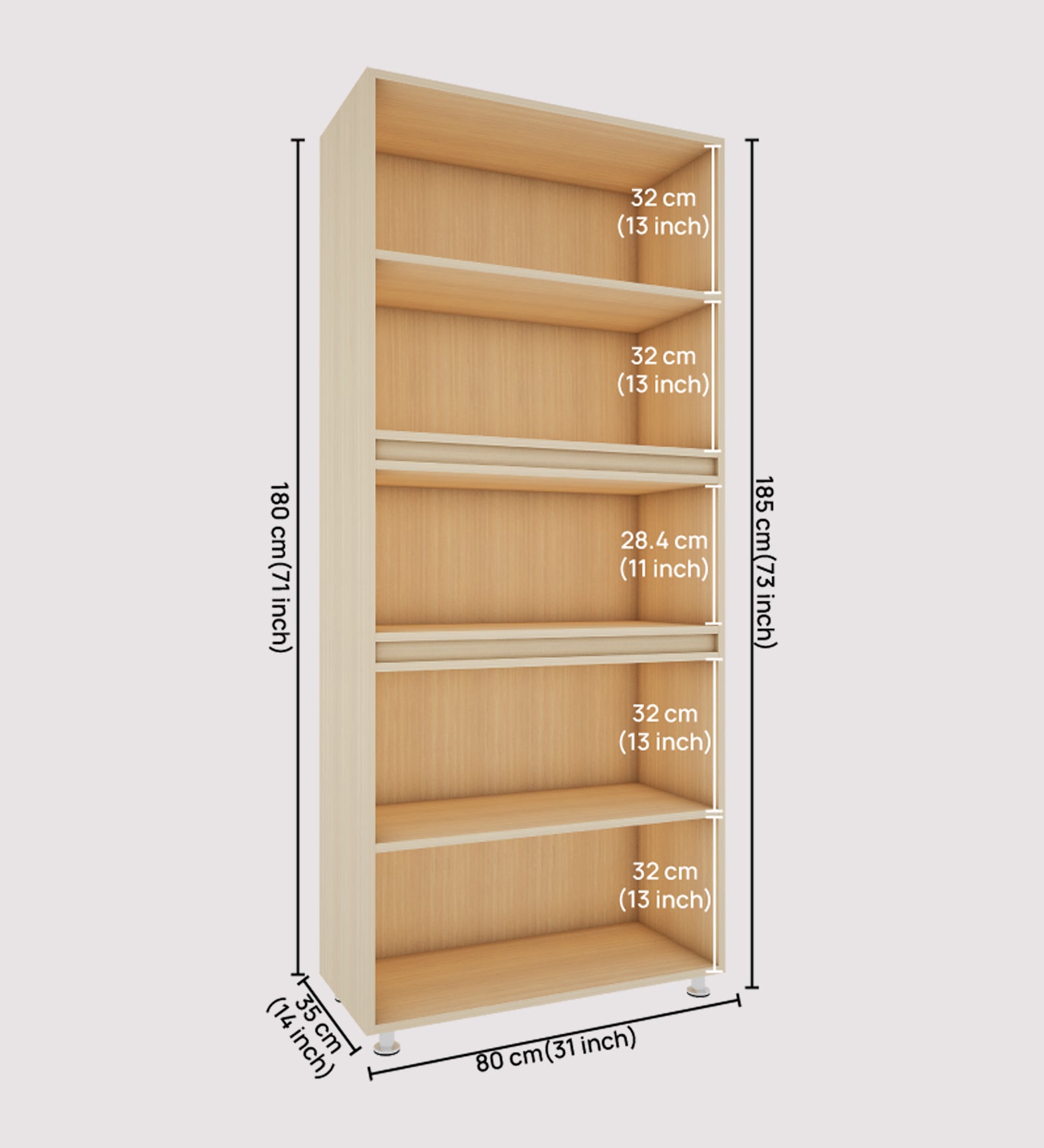 Mobley Display Bookcase | Beige Teak and Frosty White