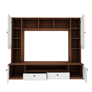 Benji TV Unit | 55 Inch TV | Frosty White and Walnut