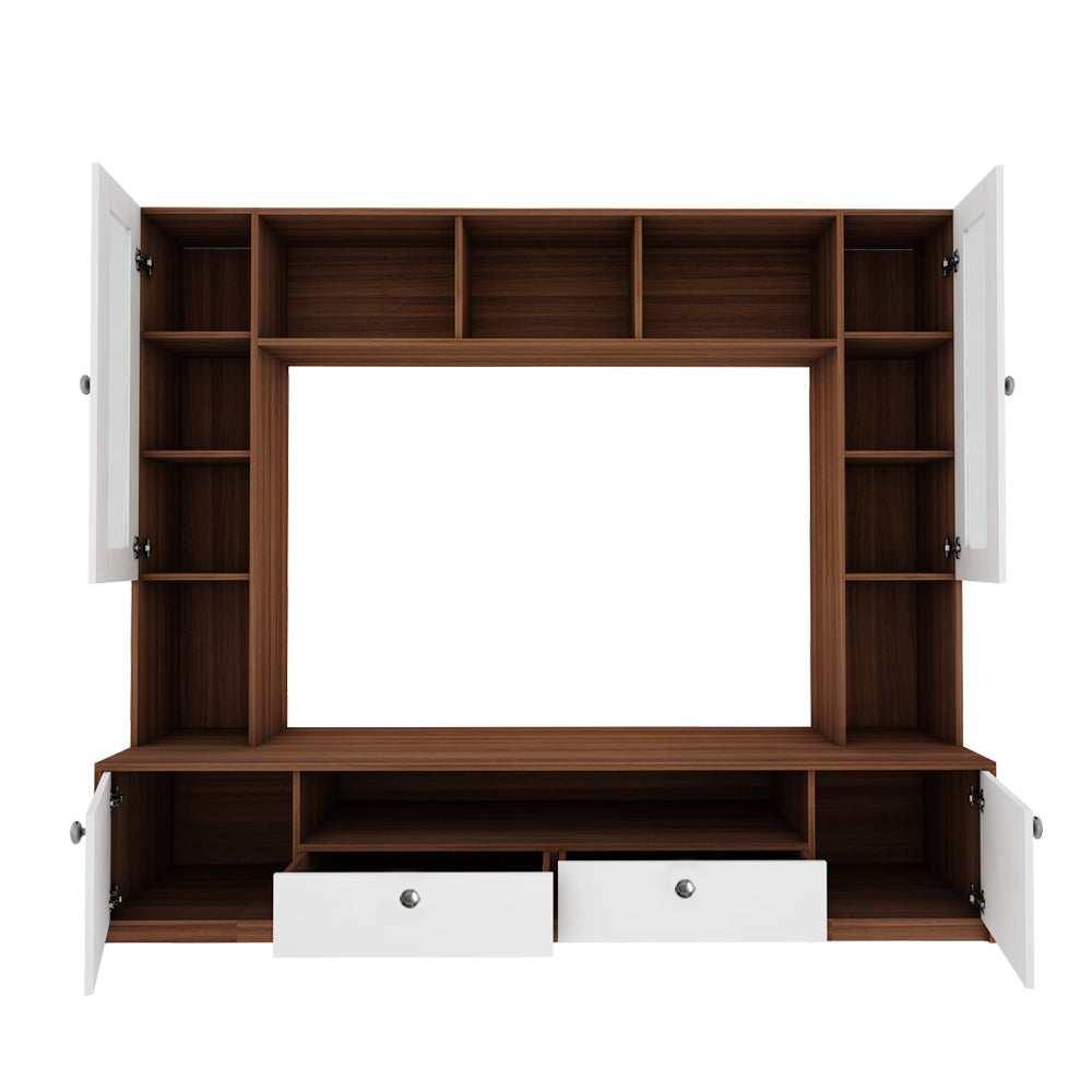 Benji TV Unit | 55 Inch TV | Frosty White and Walnut