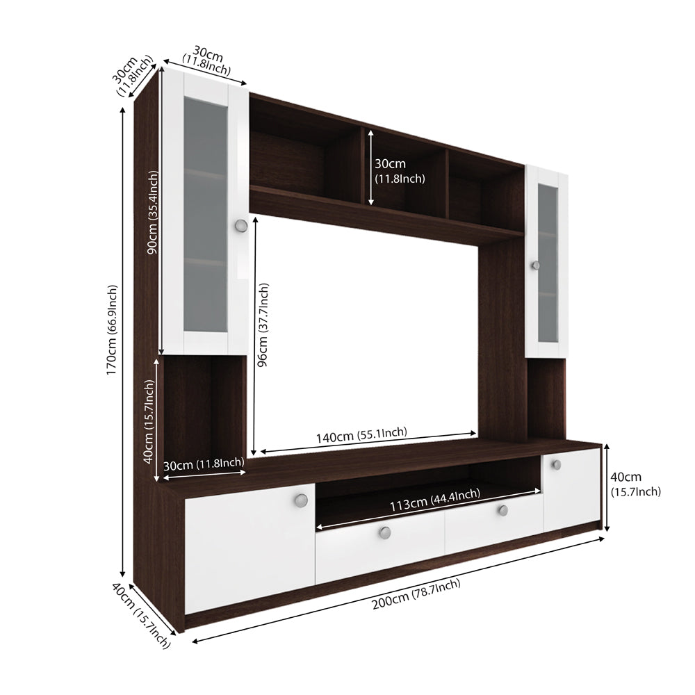 Benji TV Unit | 55 Inch TV | Wenge and Frosty White