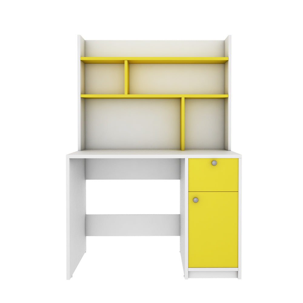 Neruda Study Table | Frosty White and Yellow
