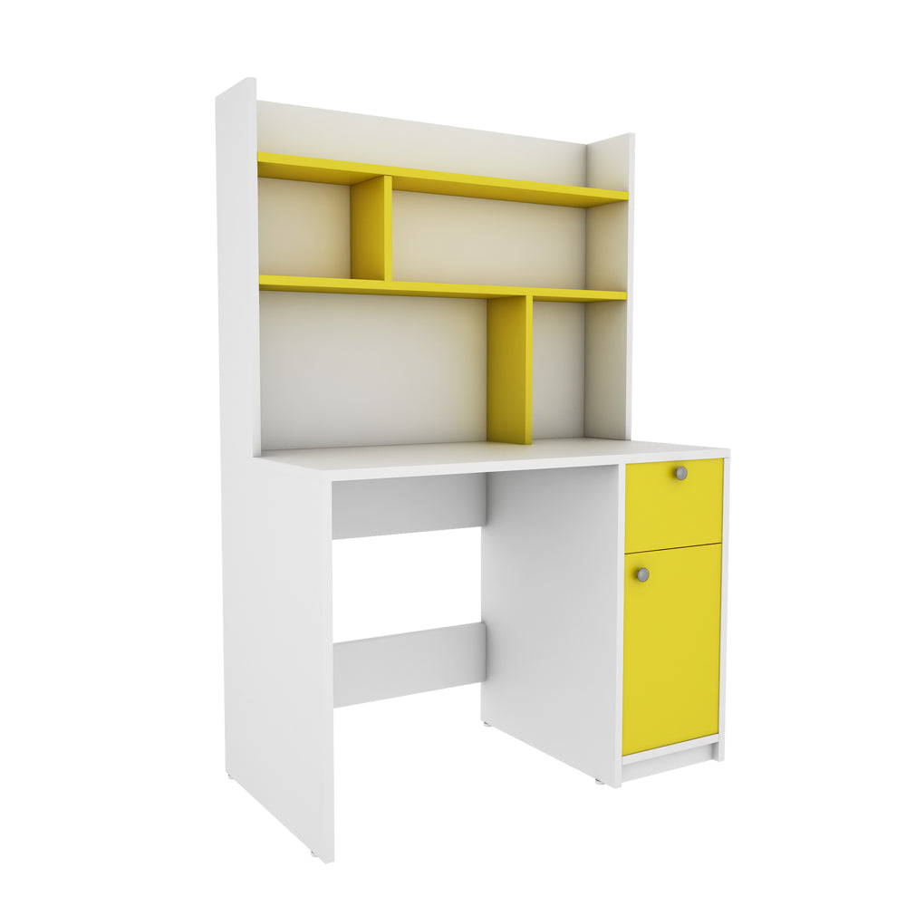 Neruda Study Table | Frosty White and Yellow