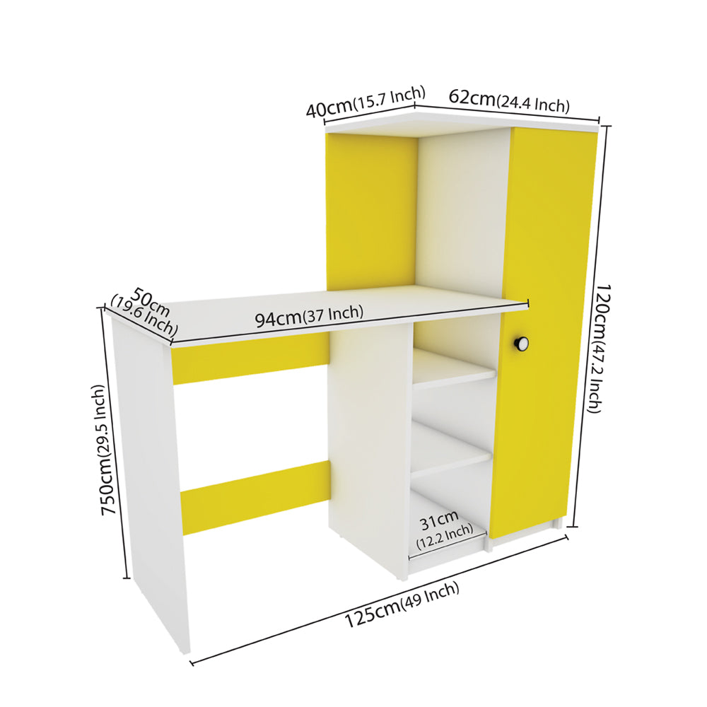 Marvel Home Office Table | Yellow and Frosty White