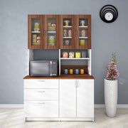 Arizona Crockery Unit | Walnut and Frosty White