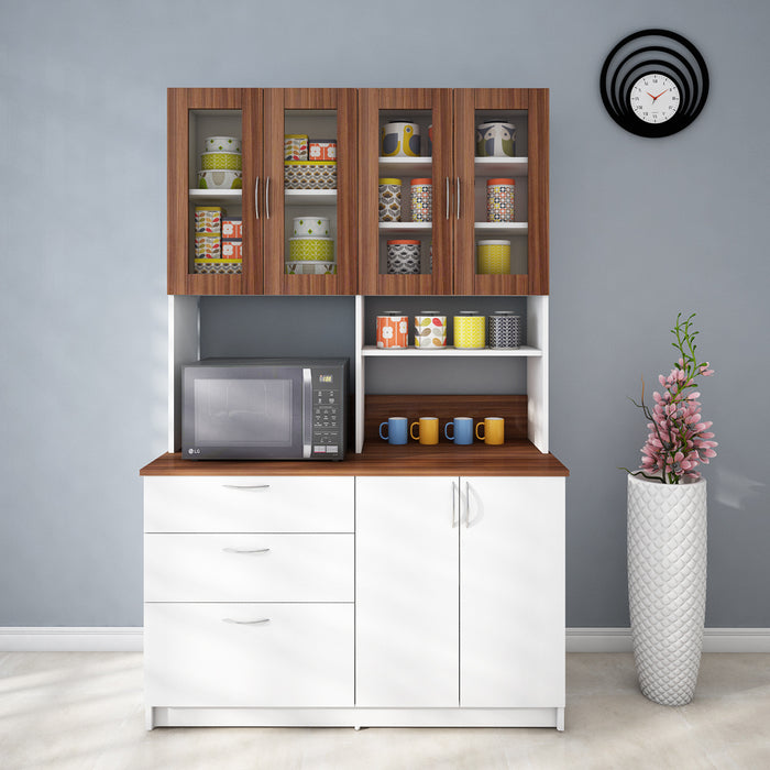 Arizona Crockery Unit | Walnut and Frosty White