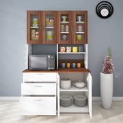 Arizona Crockery Unit | Walnut and Frosty White