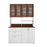 Arizona Crockery Unit | Walnut and Frosty White