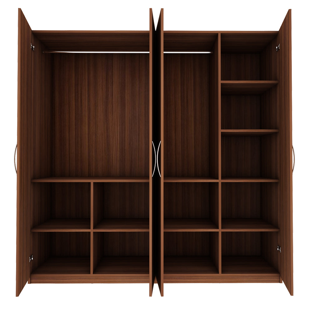 Lazel 4 Door Wardrobe - Walnut