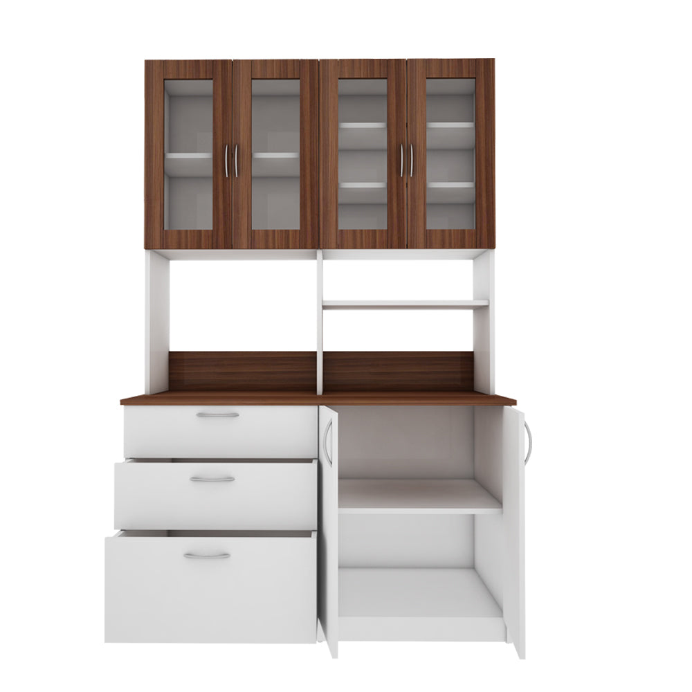 Arizona Crockery Unit | Walnut and Frosty White