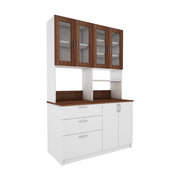 Arizona Crockery Unit | Walnut and Frosty White