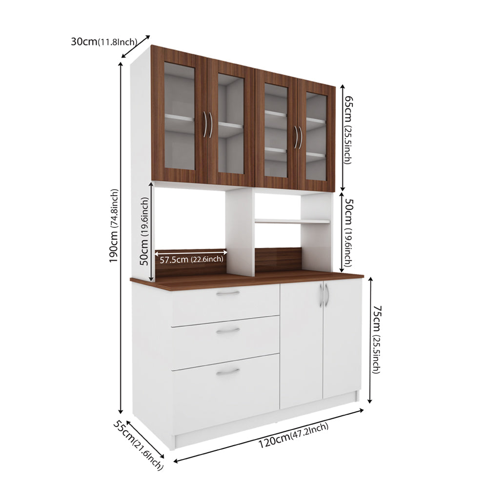 Arizona Crockery Unit | Walnut and Frosty White