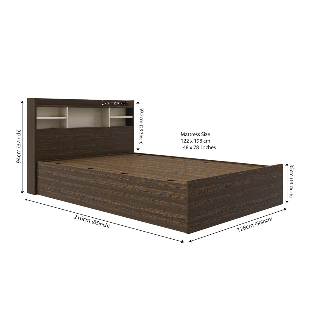 Zencozy Single Large Bed - Wenge & Beige