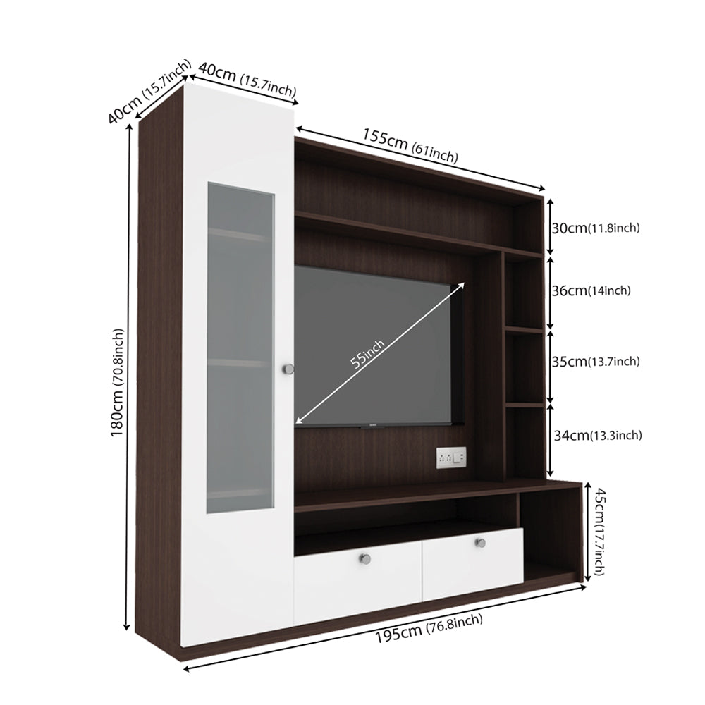 Casper TV Unit | Wenge and Frosty White |  55 inches TV