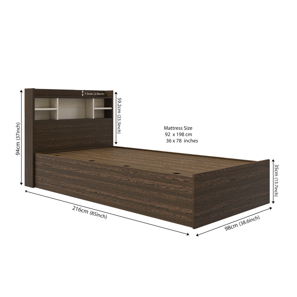Zencozy Single Bed - Wenge & Beige